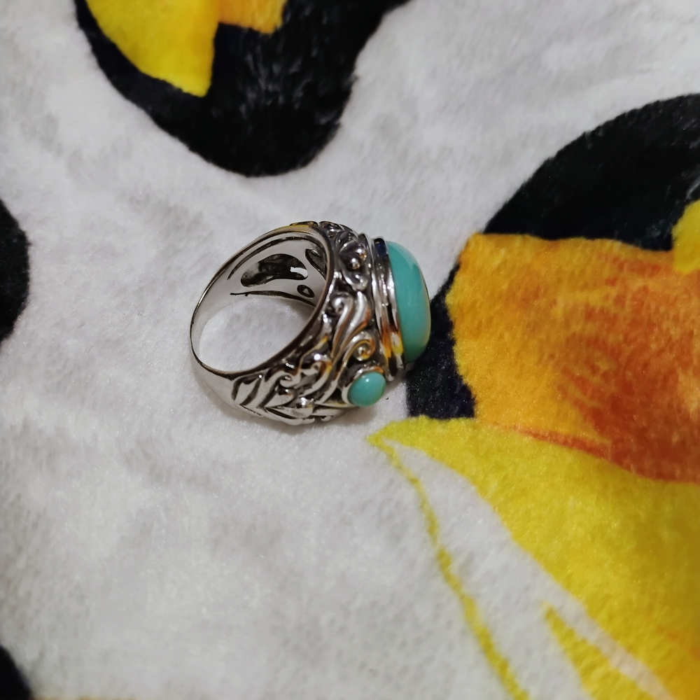 Turquoise And Silver Statement Ring - image 2